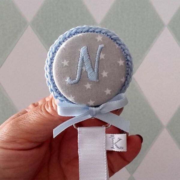 Chupetero personalizado con nombre bordado TWINKLE LITTE STAR
